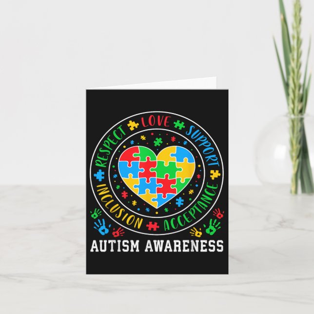 Respect Love Support Acceptance Inclusion Autism A Card (Front)