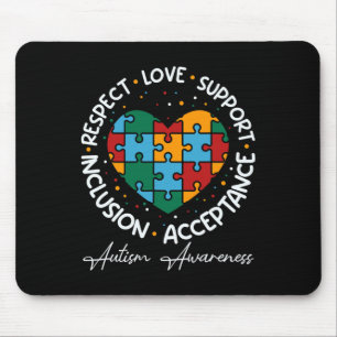 Respect Love Support Autism Awareness Heart Women Mouse Pad