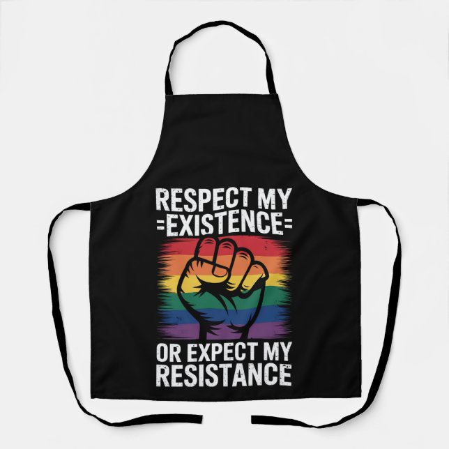 Respect My Existence Or Expect My Resistance LGBTQ Apron (Front)