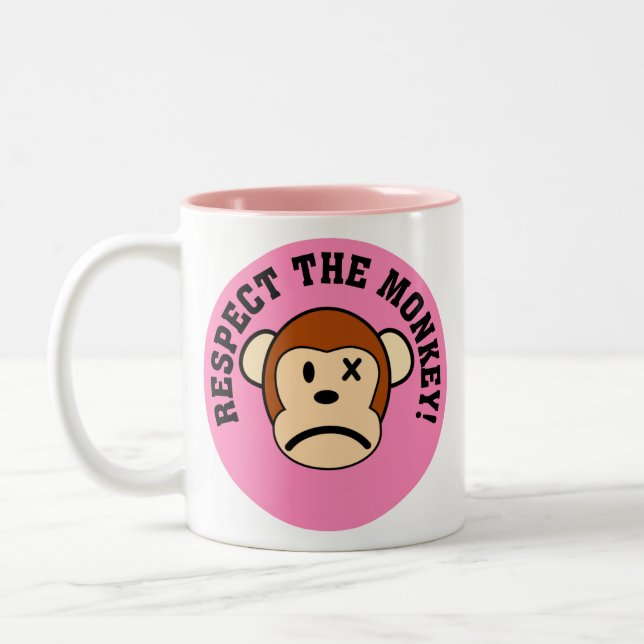 Respect the angry monkey or face his wrath Two-Tone coffee mug (Left)