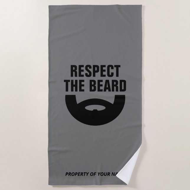 Respect The Beard funny beach towel gift for men (Front)
