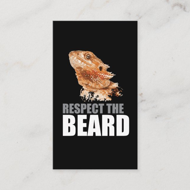 Respect The Beard Funny Bearded Dragon Business Card (Front)