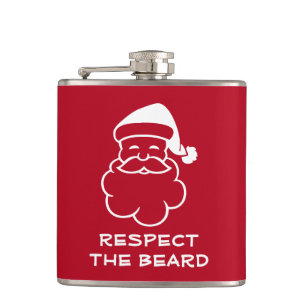 Respect the beard funny Christmas Santa drink Hip Flask