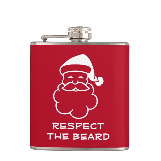 Respect the beard funny Christmas Santa drink Hip Flask (Front)