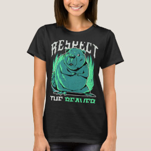 Respect The Beaver Cute Animal Nature Rodent Retr T-Shirt