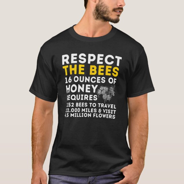 Respect The Bees - Bee Lover Beekeeping & Beekeepe T-Shirt (Front)