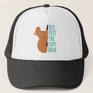 Respect the capybara black trucker hat