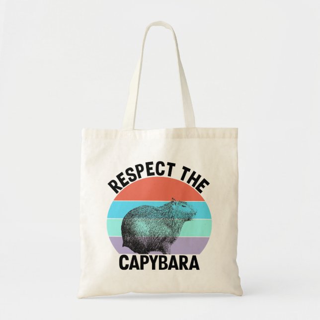 Respect The Capybara Funny Rodent Capybara Tote Bag (Front)