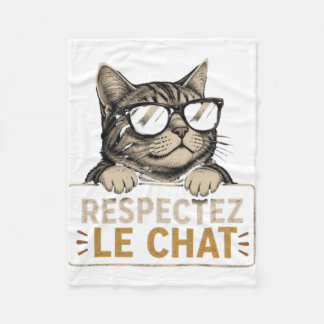 Respect the Cat – Bespectacled Cat Illustration Fleece Blanket