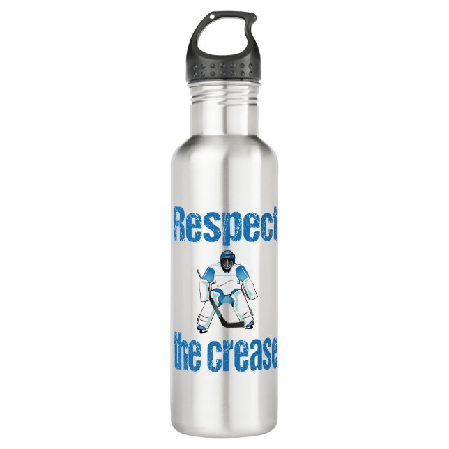 Respect the crease hockey goalie 710 ml water bottle (Front)