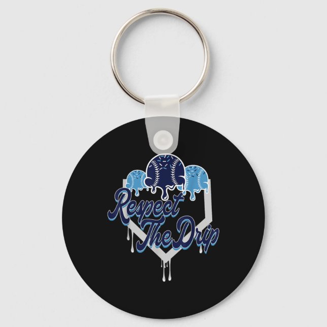 Respect The Drip Baseball Home Plate With Sprinkle Key Ring (Front)