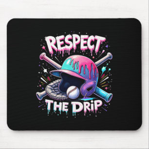 Respect The Drip Baseball Ice Cream Drip Vibes Squ Mouse Pad