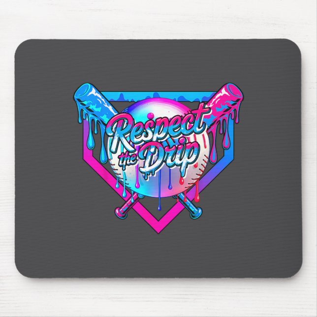 Respect The Drip Baseball Ice Cream For Kids Boys  Mouse Pad (Front)