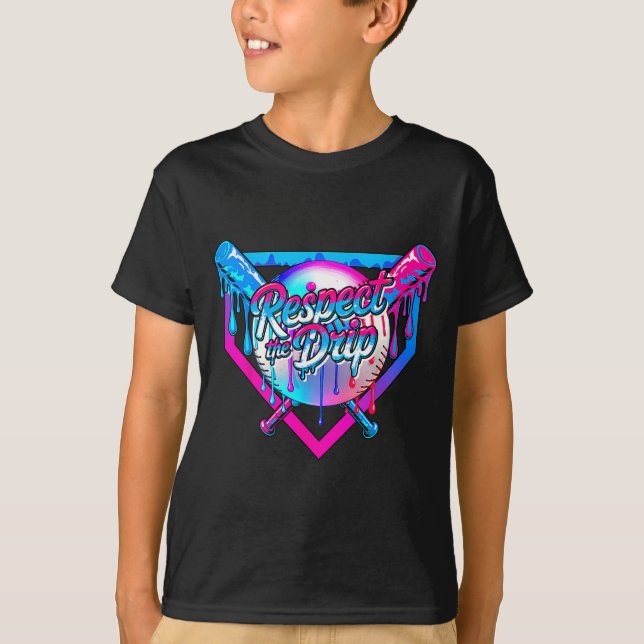Respect The Drip Baseball Ice Cream For Kids Boys  T-Shirt (Front)