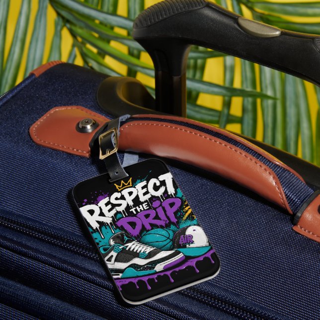 Respect The Drip Basketball Design Luggage Tag (Front Insitu 1)