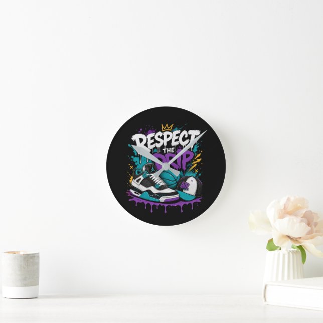 Respect The Drip Basketball Design Round Clock (Home)