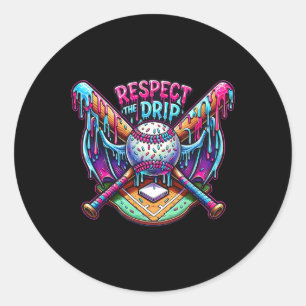 Respect The Drip Bysebyll Home Plate With Sprinkle Classic Round Sticker