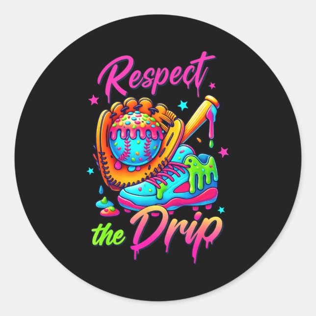 Respect The Drip Cool Ice Cream Drip Style For Boy Classic Round Sticker (Front)