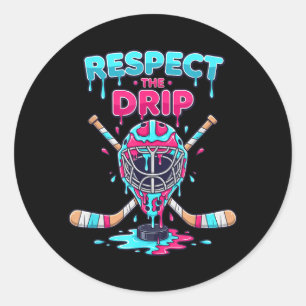 Respect The Drip Hockey Goalie Mask Puck Ice Classic Round Sticker