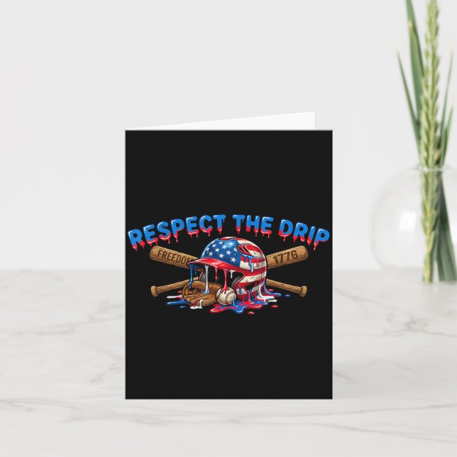 Respect The Drip Patriotic Baseball 1776 Design Card (Front)
