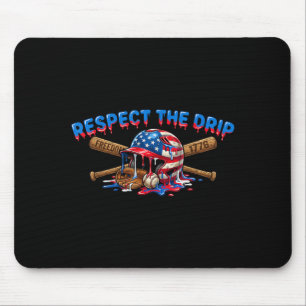 Respect The Drip Patriotic Baseball 1776 Design Mouse Pad