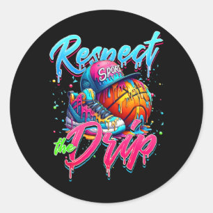 Respect The Drip Sketll Ice Cream Drip With Sprink Classic Round Sticker