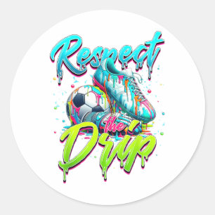 Respect The Drip Soccer Ice Cream Drip With Sprink Classic Round Sticker