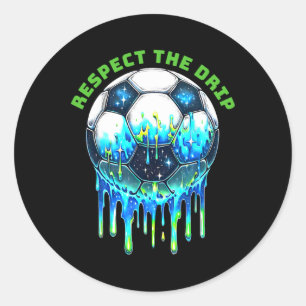 Respect The Drip Soccer Ice Cream Drip With Sprink Classic Round Sticker