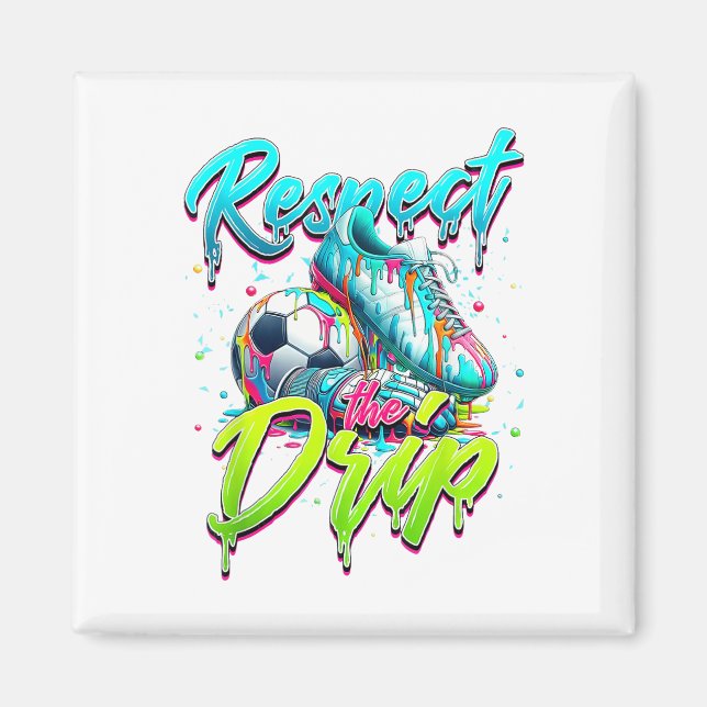 Respect The Drip Soccer Ice Cream Drip With Sprink Magnet (Front)