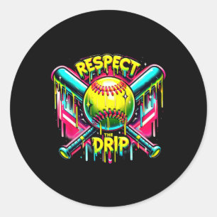 Respect The Drip Softball Home Plate Ice Cream Dri Classic Round Sticker