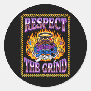 Respect The Grind BJJ Belt Rank MMA Classic Round Sticker
