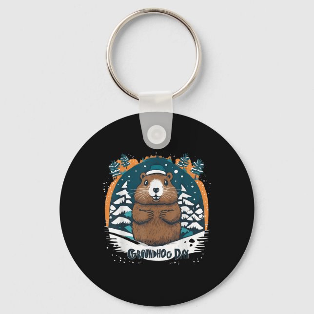 Respect The Groundhog Day _1  Key Ring (Front)