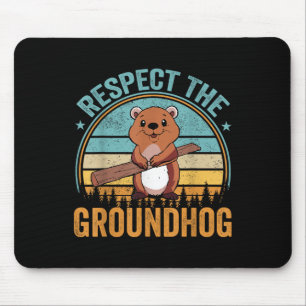 Respect The Groundhog Flag Usa Woodchuck Ground Ho Mouse Pad
