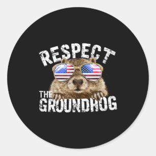 Respect The Groundhog Funny Ground-hog Day Usa Fla Classic Round Sticker