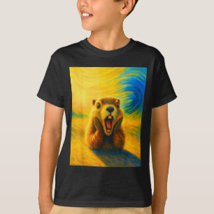 Respect The Groundhog Funny Woodchuck Cute Kids Bo T-Shirt