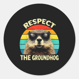 Respect The Groundhog Lover Vintage Animal Ground Classic Round Sticker