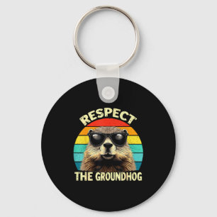 Respect The Groundhog Lover Vintage Animal Ground Key Ring