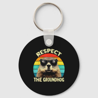 Respect The Groundhog Lover Vintage Animal Ground Key Ring