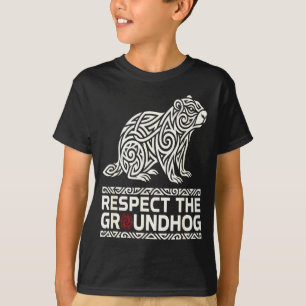 Respect The Groundhog Tribal Groundhog Day Symbol T-Shirt