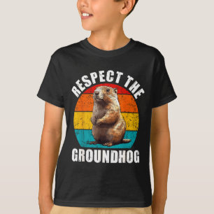 Respect The Groundhog Vintage Groundhog Day Decora T-Shirt
