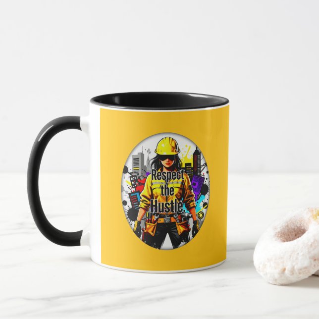 Respect the Hustle Worker Illustration – Industria Mug (With Donut)