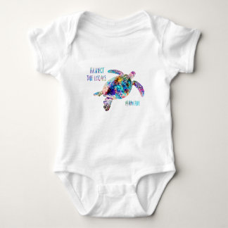 Respect the Locals Sea Turtle Tie Dye Beach Quote Baby Bodysuit
