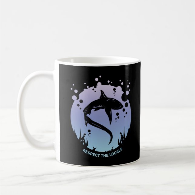 Respect The Locals - Shark Awareness Coffee Mug (Left)