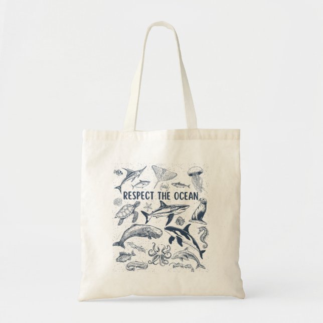 Respect The Ocean Tote Bag (Front)