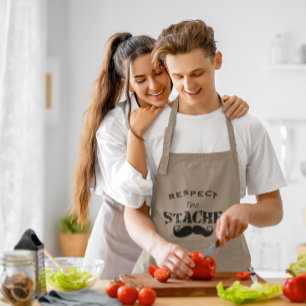 Respect The Stache Moustache Retro  Long Apron