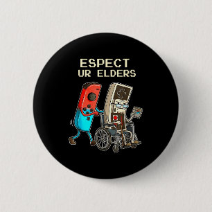 Respect Ur Elders Retro Gaming Controller Funny  6 Cm Round Badge