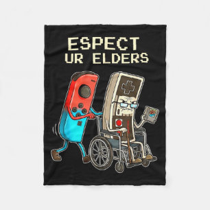 Respect Ur Elders Retro Gaming Controller Funny Fleece Blanket