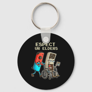 Respect Ur Elders Retro Gaming Controller Funny Key Ring