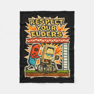 Respect Your Elders Funny Gamer Controller 80s Ret Fleece Blanket