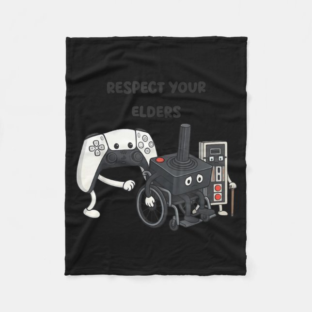 Respect Your Elders Funny Gaming 80s Style Old New Fleece Blanket (Front)